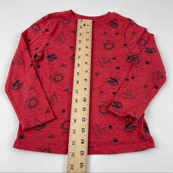 Old Navy Tshirt Boys 5T Red Dinosaurs Long Sleeve Crew Neck - Picture 4 of 6